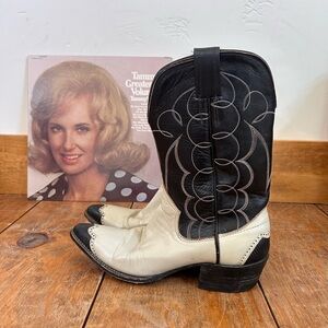 Vintage Black and White Western Boots